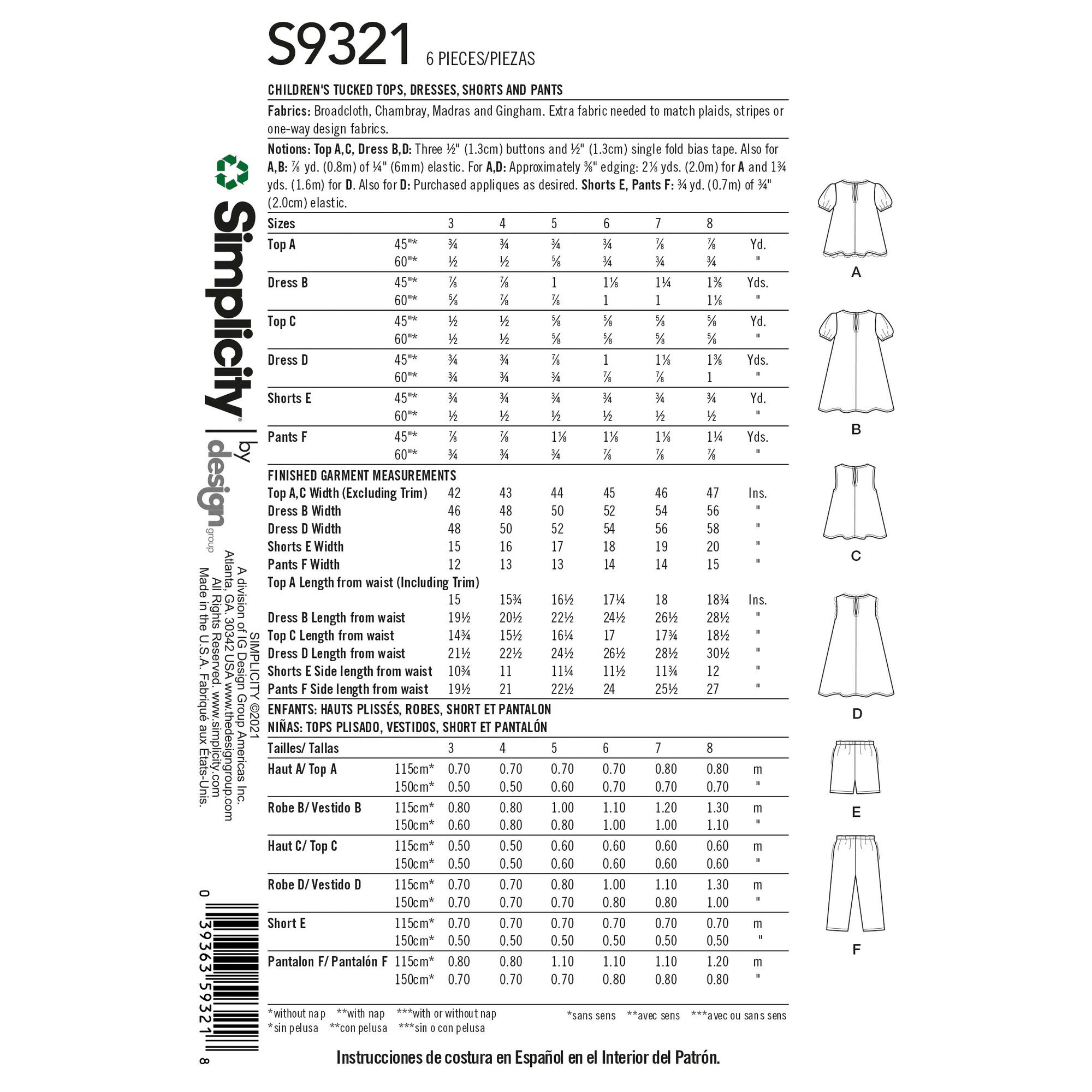 Simplicity® Pattern CS9321 (3-4-5-6-7-8)